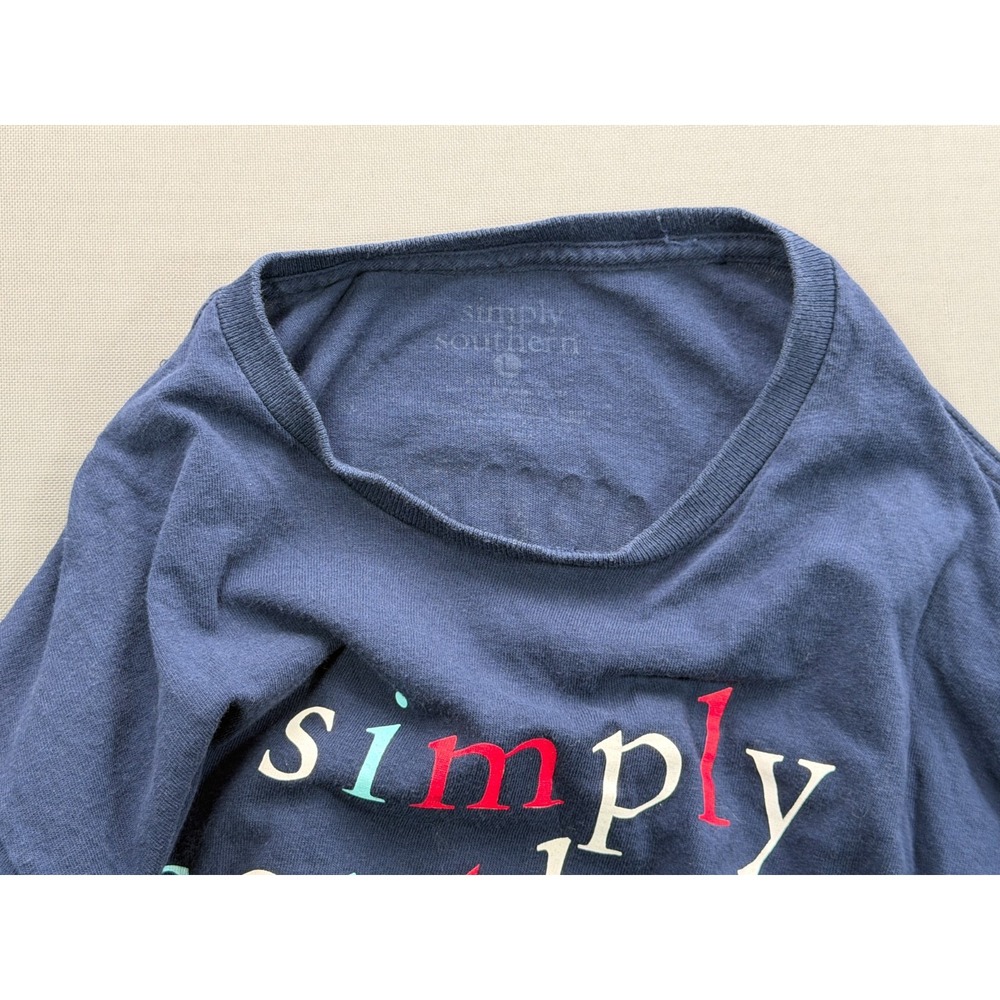 Simply Southern Red White & Moo Cow T-Shirt Navy Blue Patriotic Tee Womens Large - Picture 8 of 8
